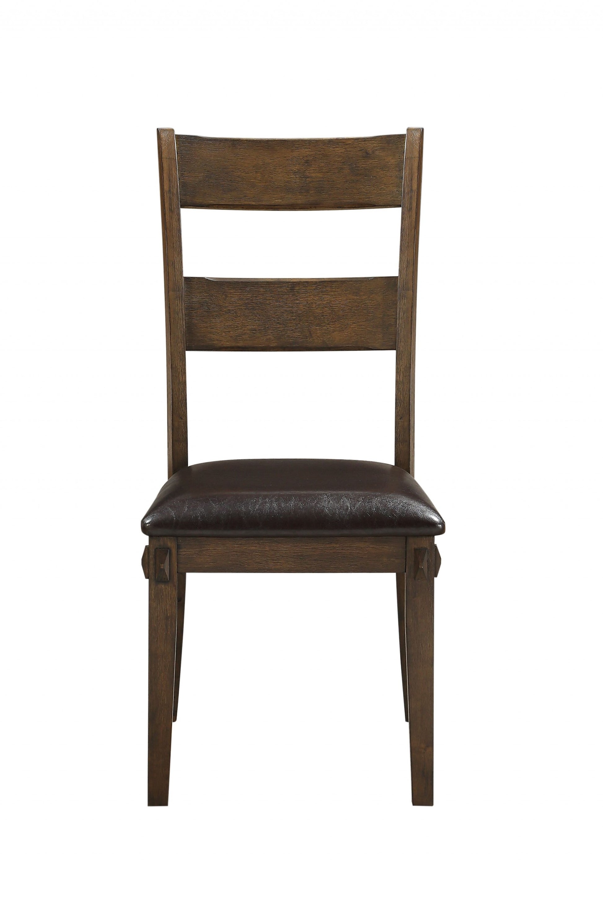 Fau Leather Upholstered And Dark Oak Wood Side Chair By Homeroots | Dining Chairs | Modishstore - 3