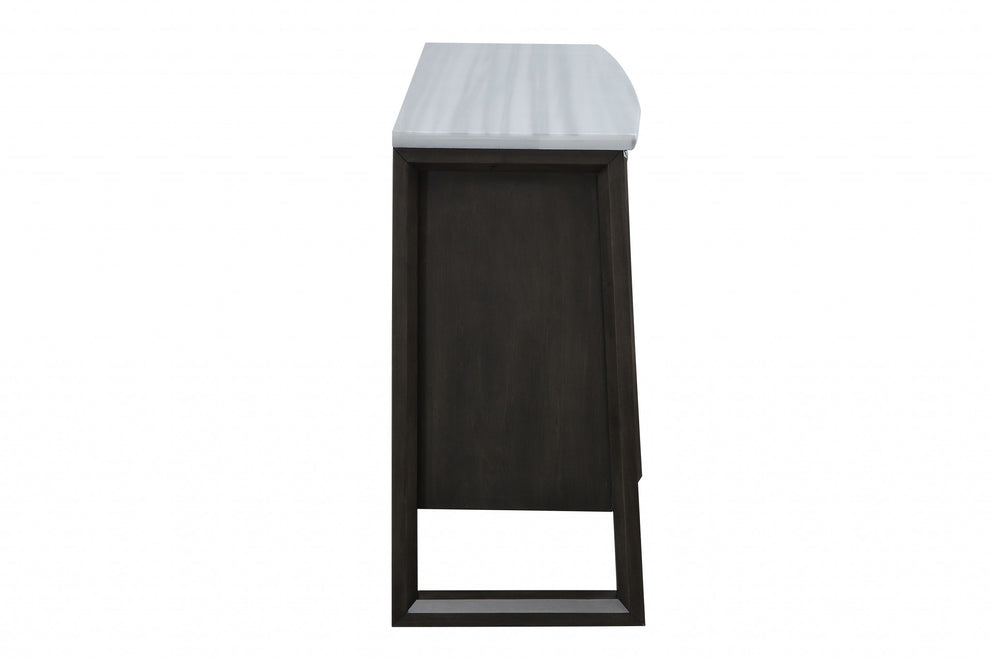 Marble Gray Oak Wood Marble Server By Homeroots | Cabinets | Modishstore - 3
