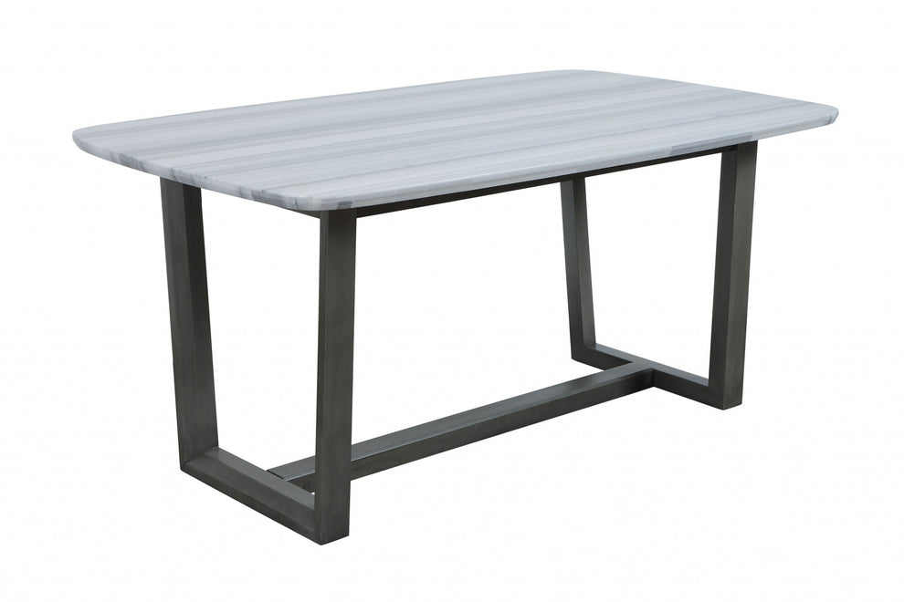 Marble Gray Oak Wood Marble Dining Table By Homeroots | Dining Tables | Modishstore - 2