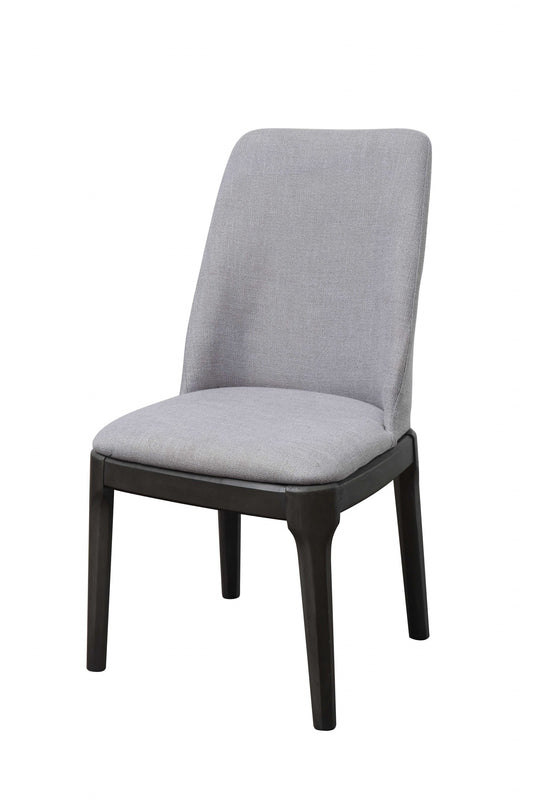 Light Gray Linen Upholstered Seat And Oak Wood Side Chair By Homeroots | Dining Chairs | Modishstore