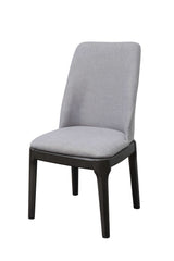 Light Gray Linen Upholstered Seat And Oak Wood Side Chair By Homeroots
