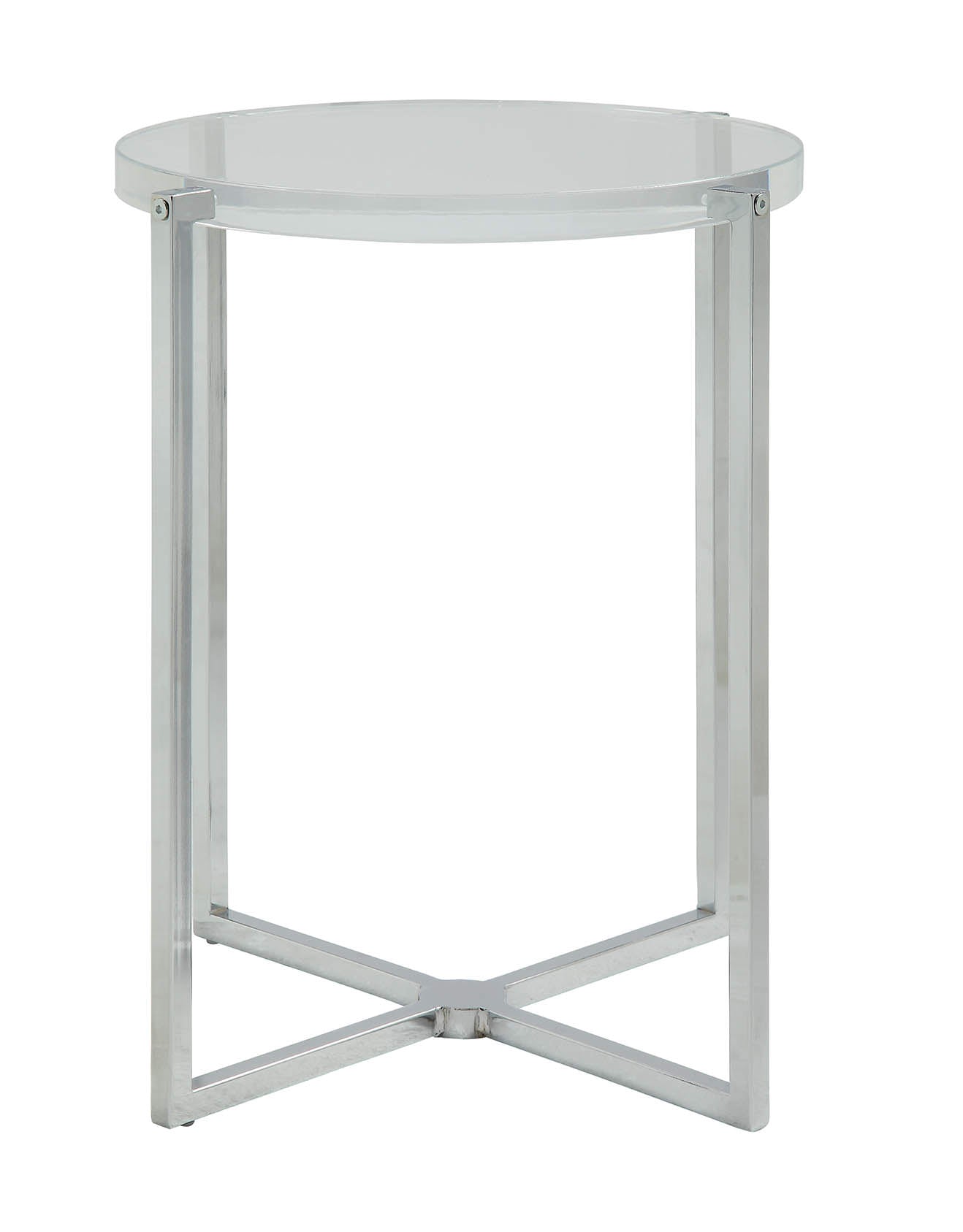 Clear Acrylic Chrome Metal Side Table By Homeroots | Side Tables | Modishstore