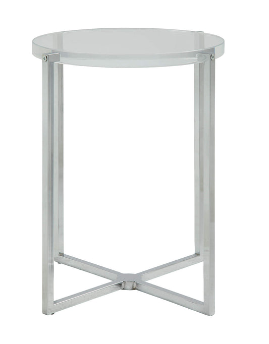 Clear Acrylic Chrome Metal Side Table By Homeroots | Side Tables | Modishstore