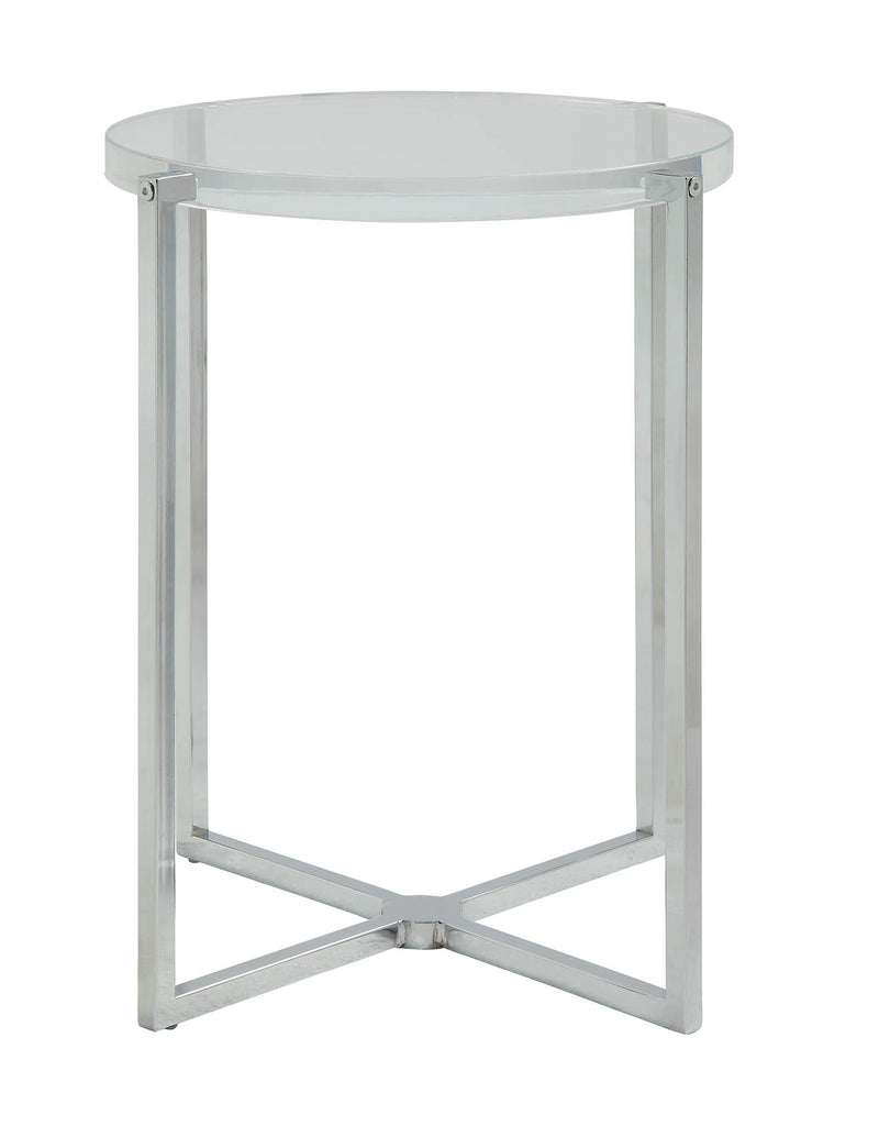 Clear Acrylic Chrome Metal Side Table By Homeroots | Side Tables | Modishstore