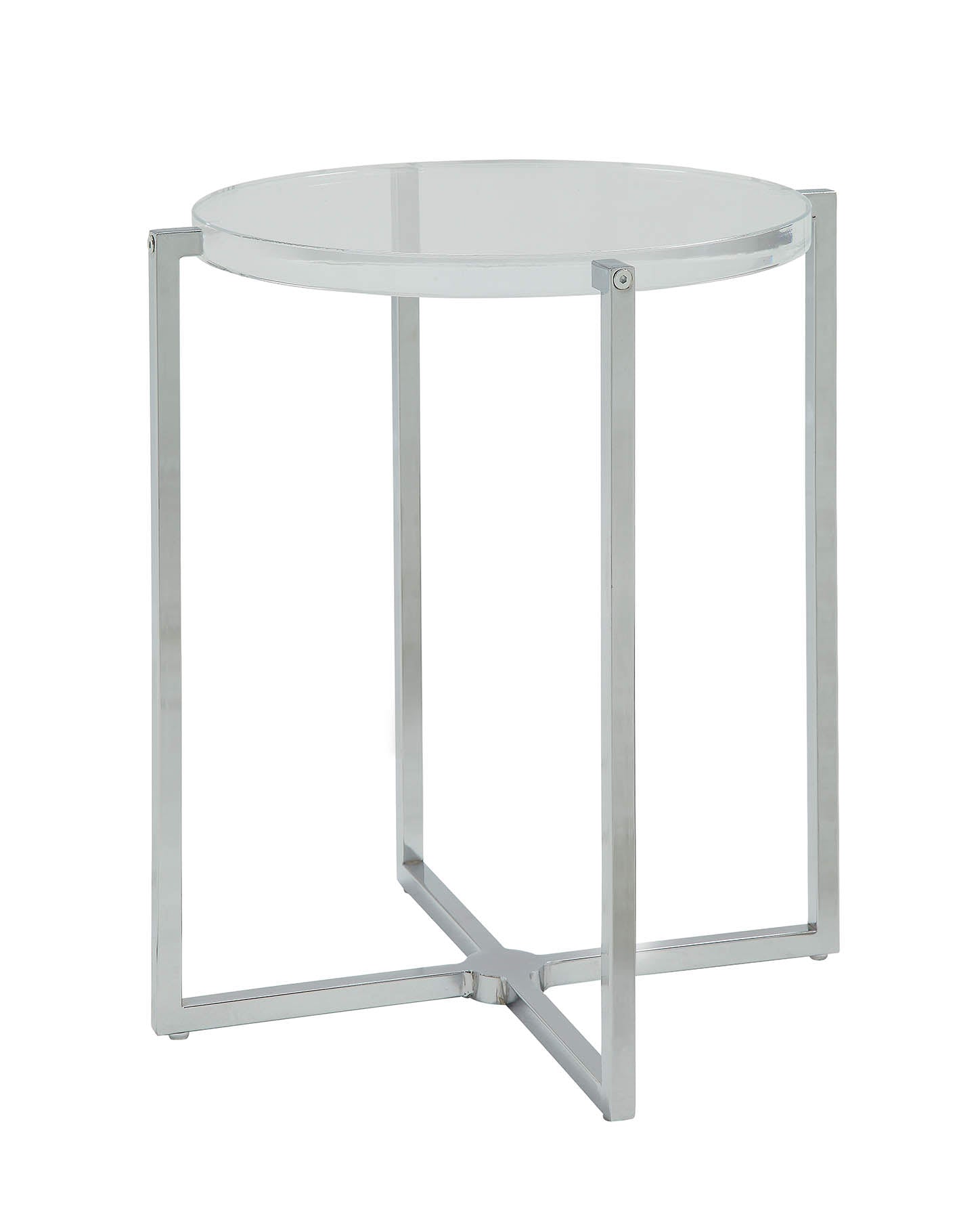 Clear Acrylic Chrome Metal Side Table By Homeroots | Side Tables | Modishstore - 3
