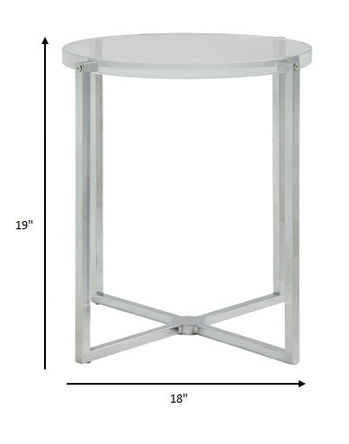 Clear Acrylic Chrome Metal Side Table By Homeroots | Side Tables | Modishstore - 5