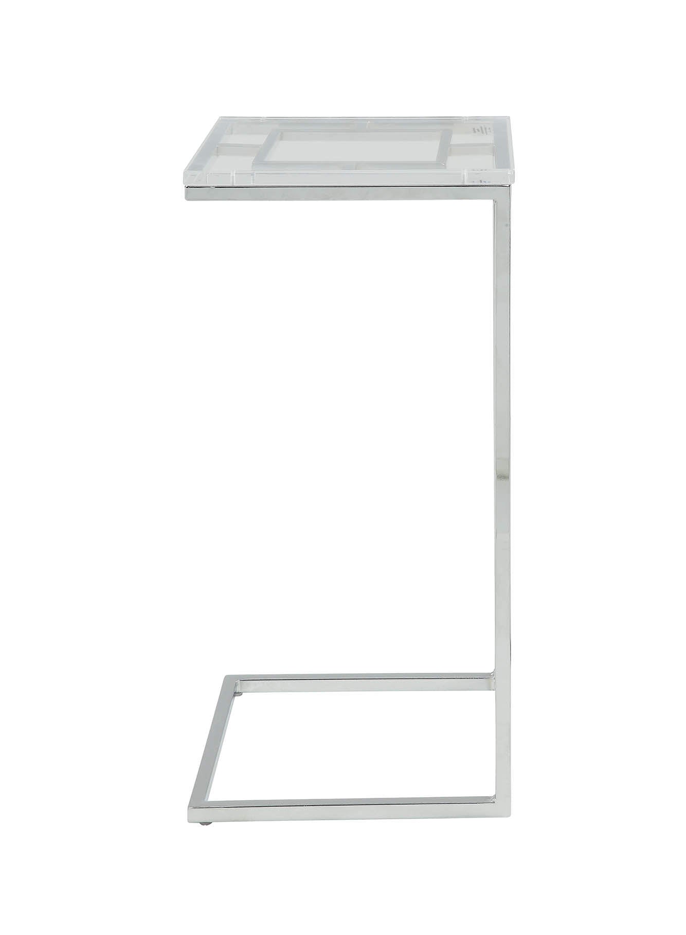 13' X 13' X 26' Clear Acrylic Chrome Metal Side Table By Homeroots | Side Tables | Modishstore - 3