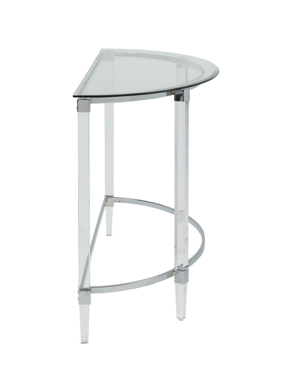 Clear Acrylic Chrome Glass Metal Sofa Table By Homeroots | Console Tables | Modishstore - 3