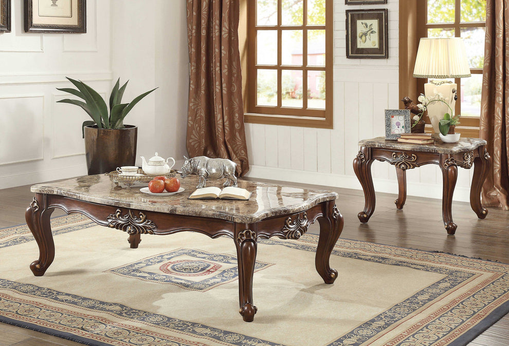 Marble Walnut Wood Coffee Table By Homeroots - 347392 | Coffee Tables | Modishstore - 2