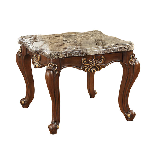 Marble Walnut Wood End Table By Homeroots - 347393 | End Tables | Modishstore