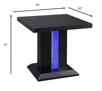 Black LED Wood Glass End Table By Homeroots | End Tables | Modishstore - 4