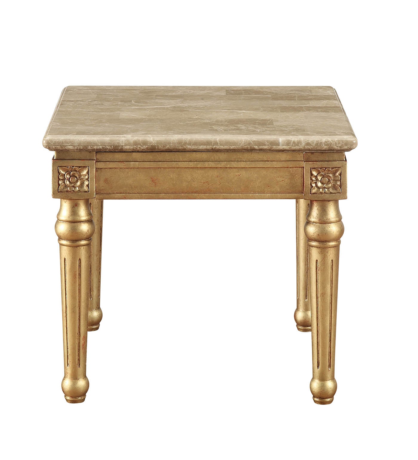 Marble Antique Gold Wood End Table By Homeroots | End Tables | Modishstore - 3