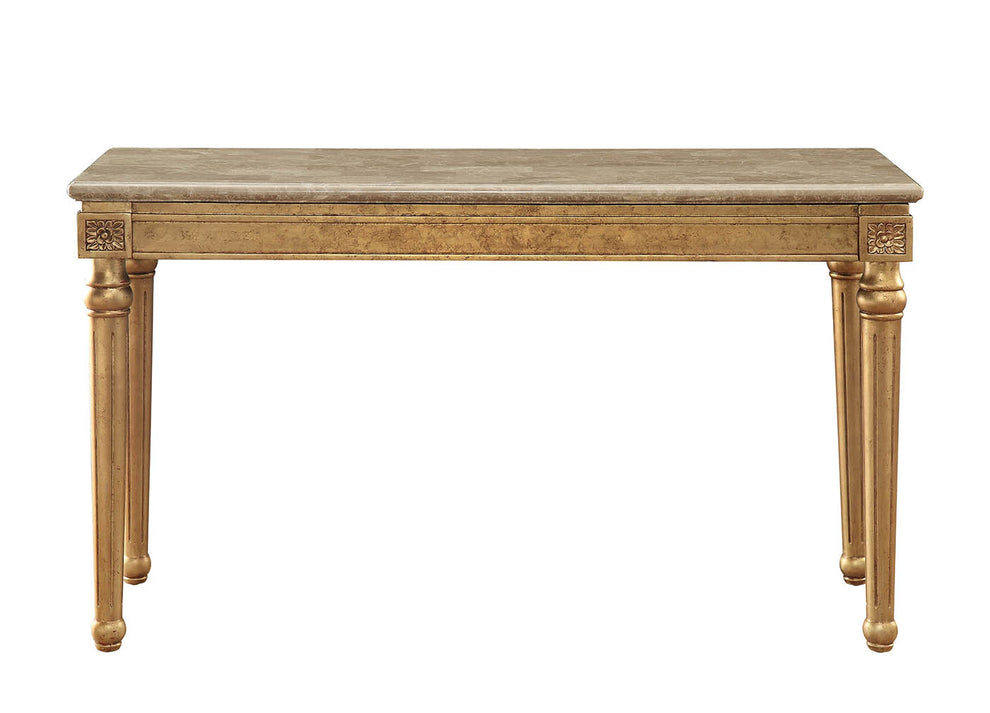 Marble Antique Gold Wood Sofa Table By Homeroots | Coffee Tables | Modishstore - 3