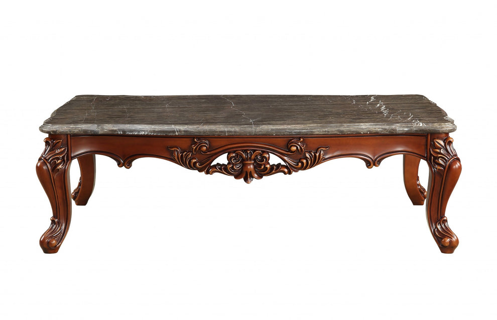 Marble Walnut Wood Coffee Table By Homeroots - 347440 | Coffee Tables | Modishstore - 3