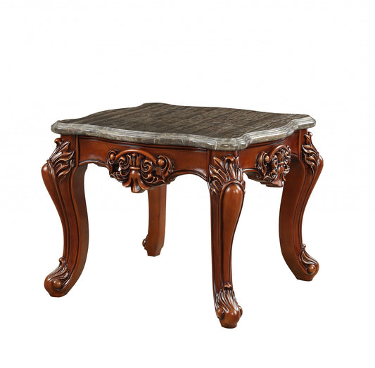 Marble Walnut Wood End Table By Homeroots - 347441 | End Tables | Modishstore