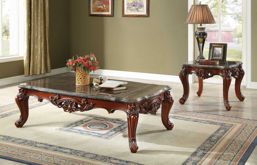 Marble Walnut Wood End Table By Homeroots - 347441 | End Tables | Modishstore - 2