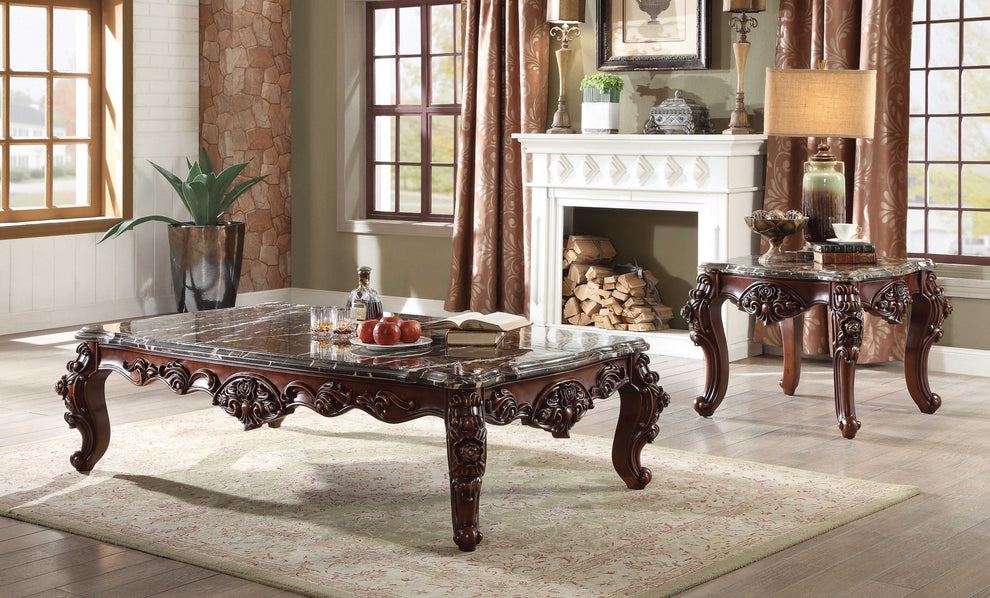 Marble Walnut Wood Coffee Table By Homeroots - 347442 | Coffee Tables | Modishstore - 2