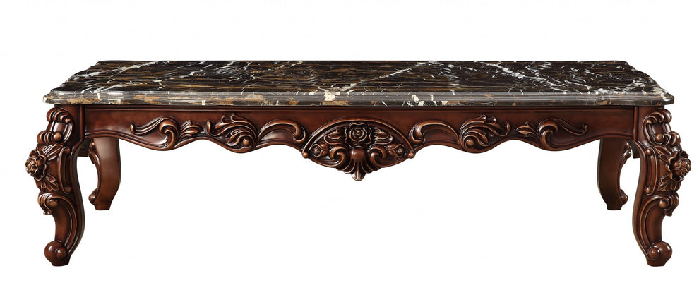 Marble Walnut Wood Coffee Table By Homeroots - 347442 | Coffee Tables | Modishstore - 3