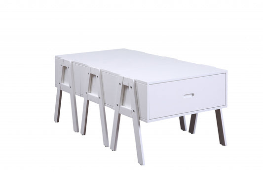 Sleek White Rectangular Convertible Coffee Table By Homeroots | Coffee Tables | Modishstore