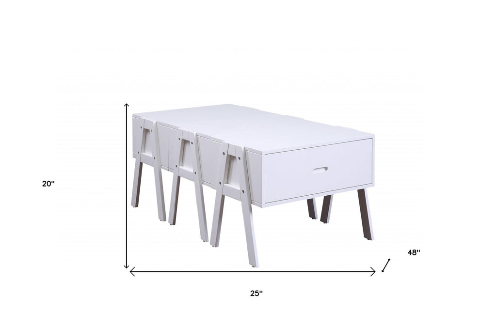 Sleek White Rectangular Convertible Coffee Table By Homeroots | Coffee Tables | Modishstore - 5