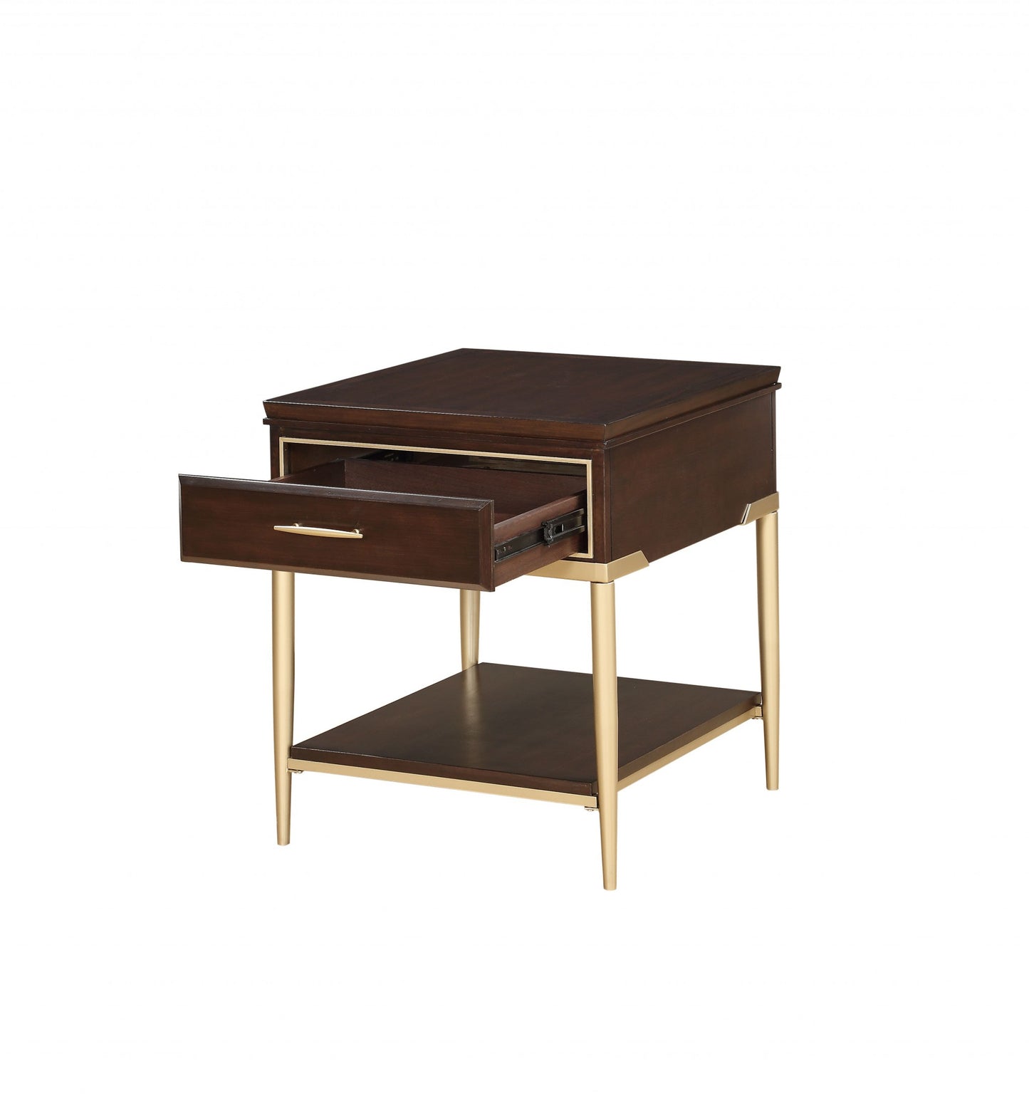 Cherry Metal Wood End Table By Homeroots | End Tables | Modishstore - 3