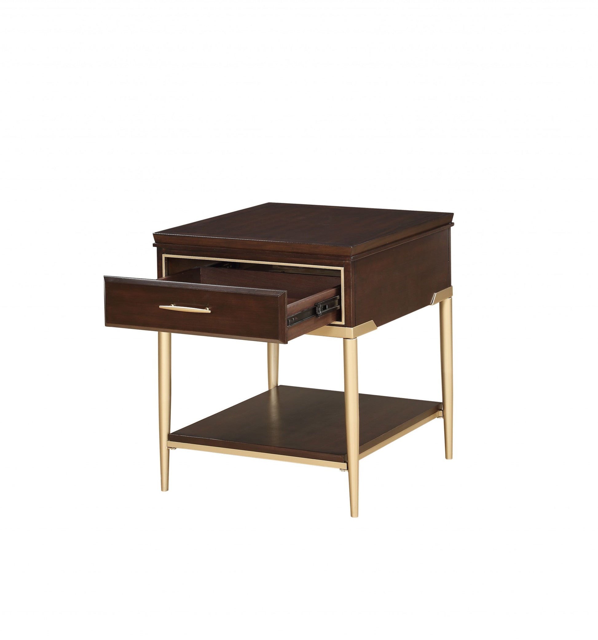 Cherry Metal Wood End Table By Homeroots | End Tables | Modishstore - 3