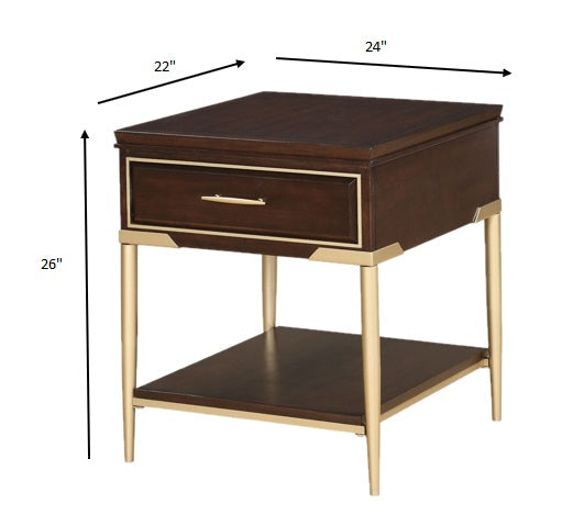 Cherry Metal Wood End Table By Homeroots | End Tables | Modishstore - 4
