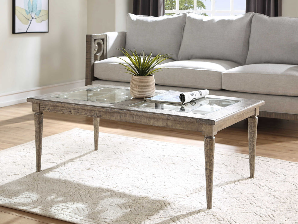 Salvaged Natural Glass Wood Coffee Table By Homeroots | Coffee Tables | Modishstore - 2