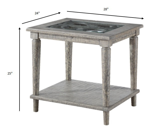 Salvaged Natural Glass Wood End Table By Homeroots | End Tables | Modishstore - 3