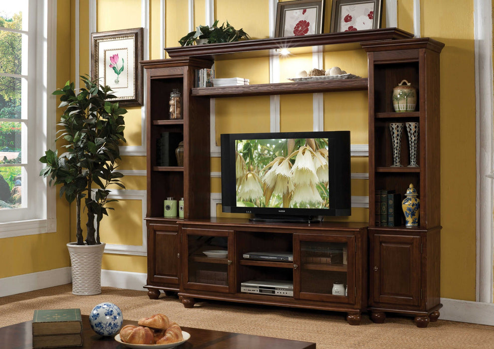 Walnut Wood Glass (TV Stand) TV Stand By Homeroots | TV Stands | Modishstore - 2