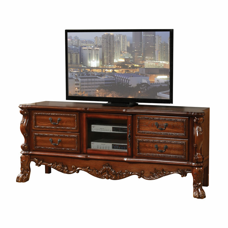 Cherry Oak Wood Poly Resin Glass TV Console By Homeroots - 347488 | TV Stands | Modishstore