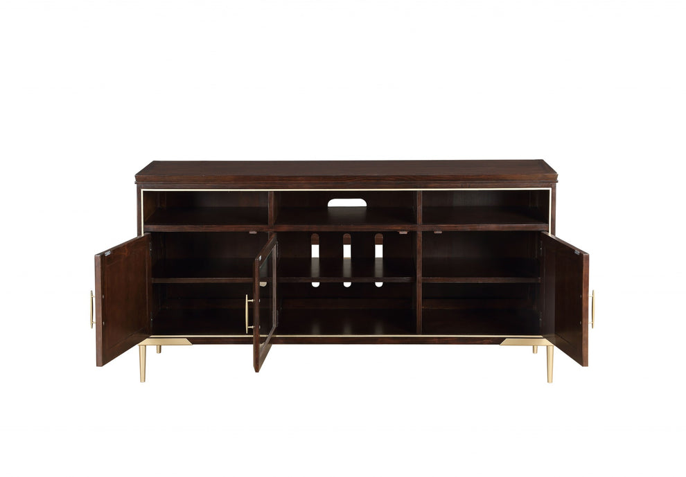 Cherry Metal Wood TV Stand By Homeroots | TV Stands | Modishstore - 2