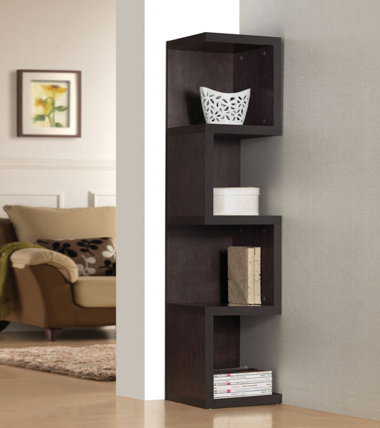 Espresso Wood Veneer (PU Paper) Bookcase Large S Shelf By Homeroots | Bookcases | Modishstore - 2