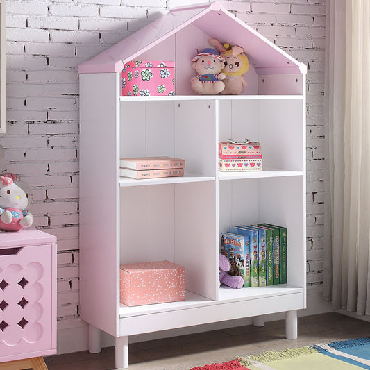White Pink Wood Bookcase By Homeroots - 347506 | Bookcases | Modishstore - 4