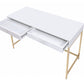Sleek and Glossy White and Gold Office Desk By Homeroots | Desks | Modishstore - 3