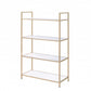 White High Gloss Gold Metal Wood Bookshelf By Homeroots | Shelves & Shelving Units | Modishstore