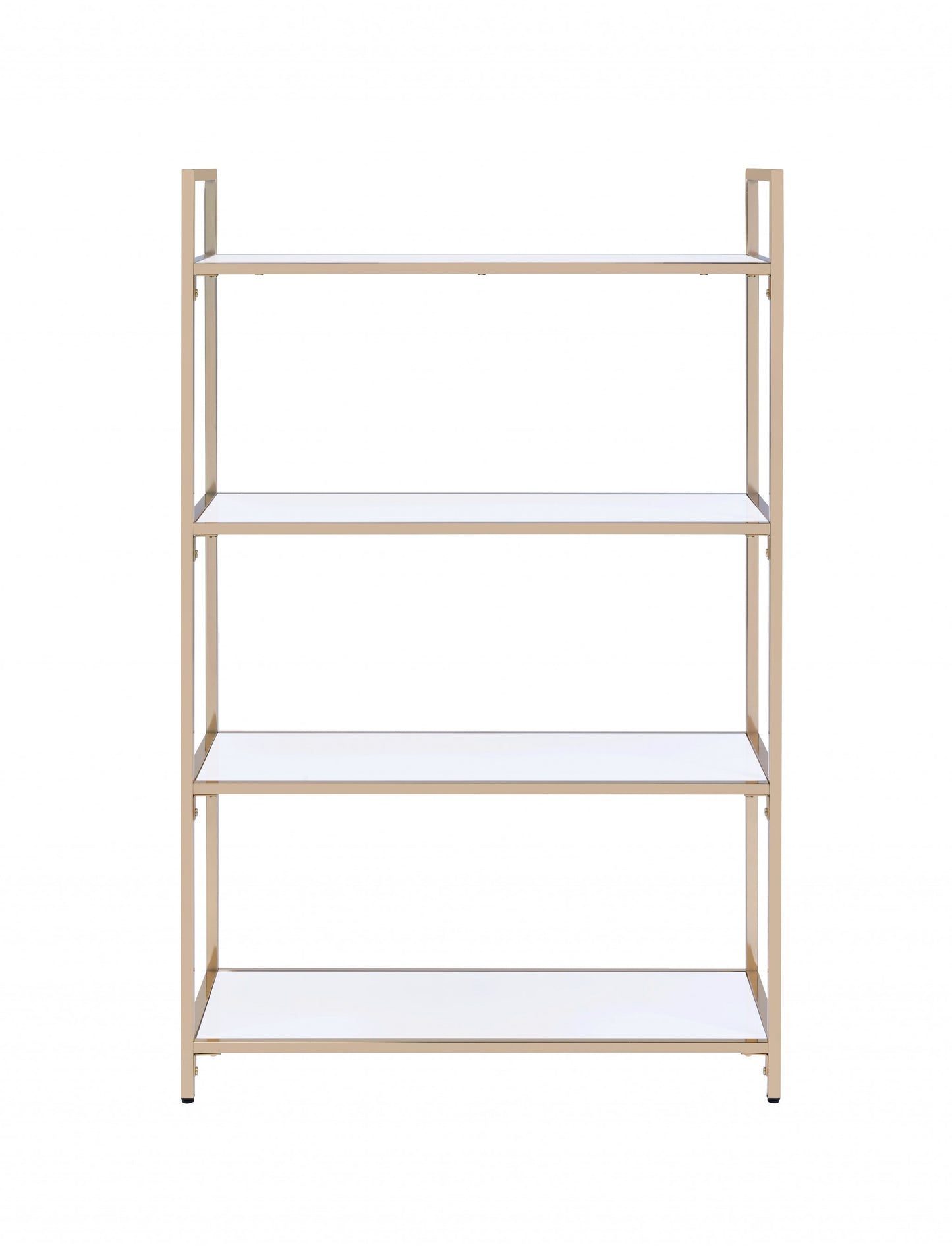 White High Gloss Gold Metal Wood Bookshelf By Homeroots | Shelves & Shelving Units | Modishstore - 2