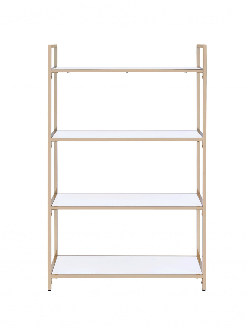 White High Gloss Gold Metal Wood Bookshelf By Homeroots | Shelves & Shelving Units | Modishstore - 2