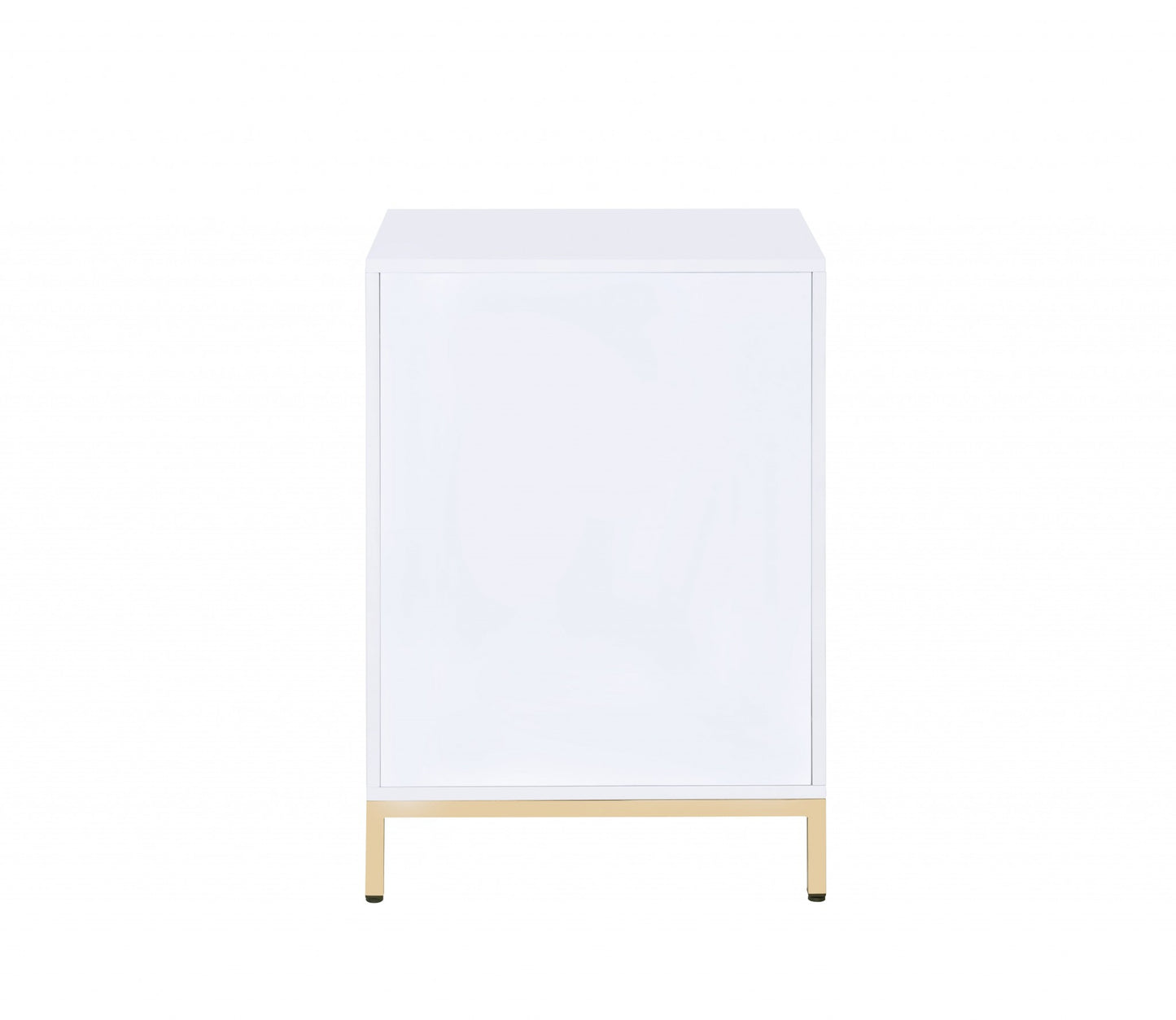 White High Gloss Gold Metal Wood Cabinet By Homeroots | Shelves & Shelving Units | Modishstore - 2