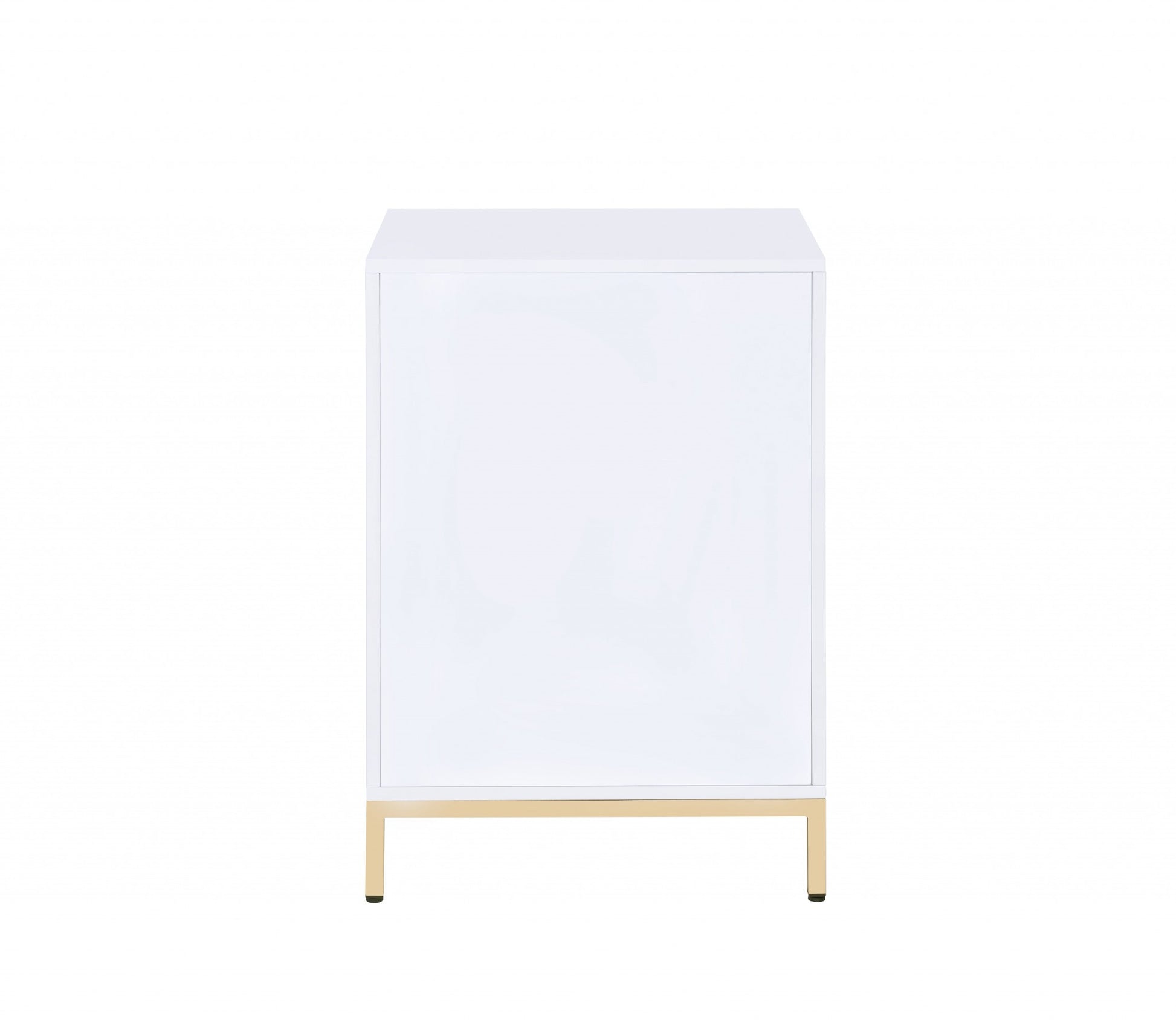 White High Gloss Gold Metal Wood Cabinet By Homeroots | Shelves & Shelving Units | Modishstore - 2