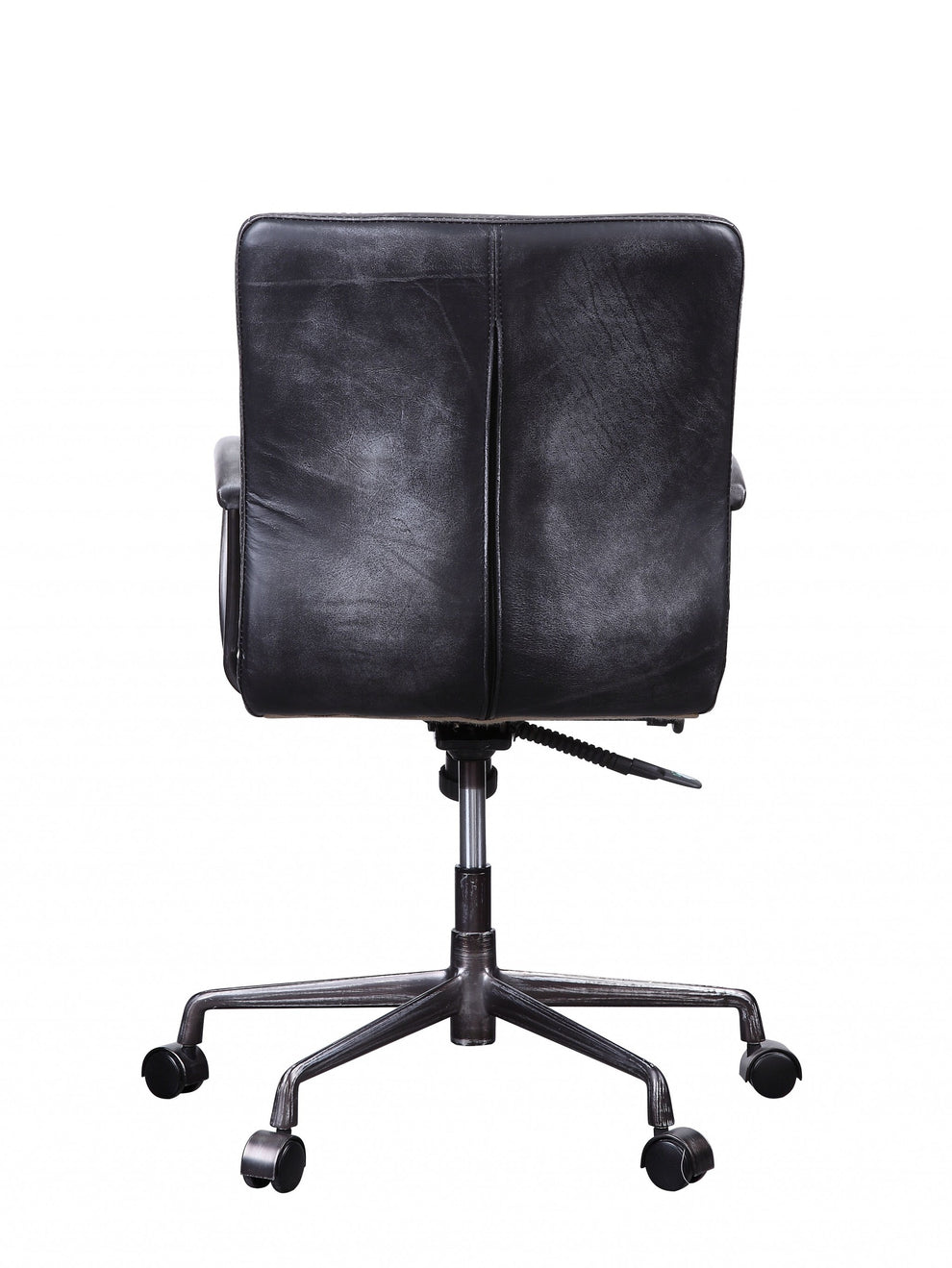 Vintage Black Top Grain Leather Aluminum Metal Upholstered (Seat) Casters Engineered Wood Executive Office Chair By Homeroots | Office Chairs | Modishstore - 2