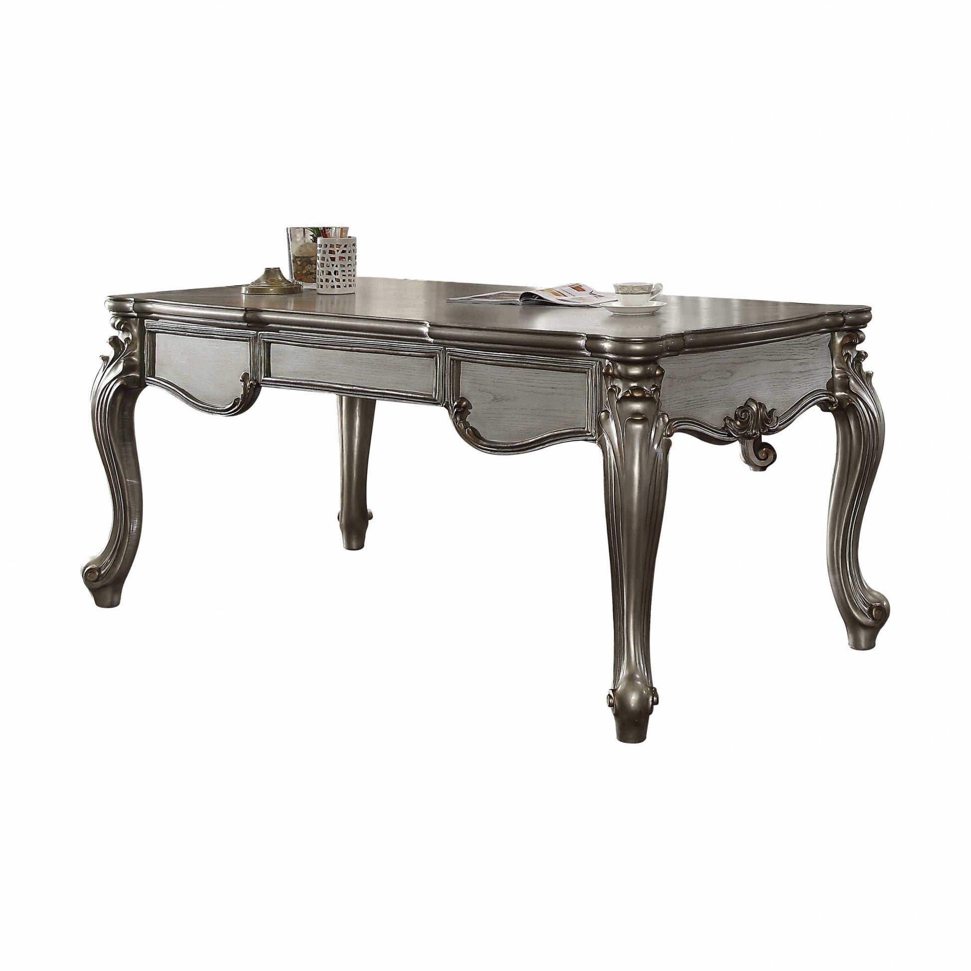 Antique Platinum Wood Poly Resin Eecutive Desk (Leg) By Homeroots | Desks | Modishstore