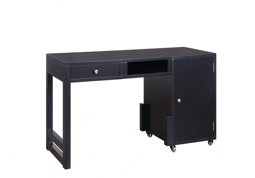 Black Wood Veneer Desk (Convertible) By Homeroots | Desks | Modishstore - 2