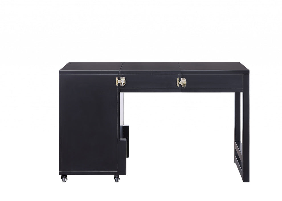 Black Wood Veneer Desk (Convertible) By Homeroots | Desks | Modishstore - 3