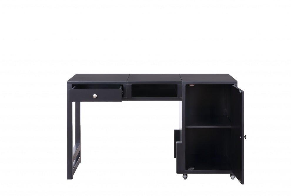 Black Wood Veneer Desk (Convertible) By Homeroots | Desks | Modishstore - 4