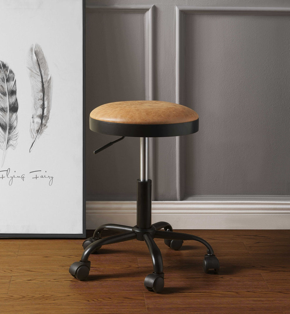 Vintage Caramel Upholstered Adjustable Set Of 2 Stools By Homeroots | Stools | Modishstore