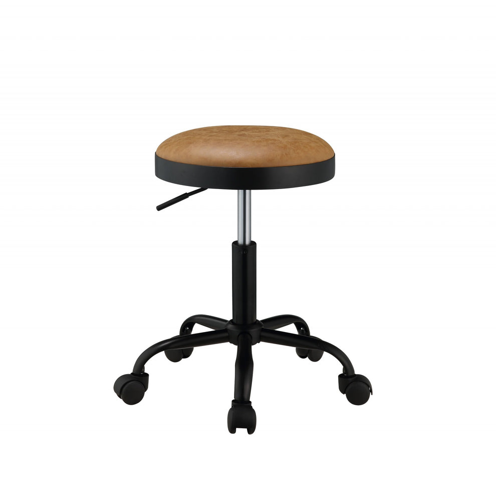 Vintage Caramel Upholstered Adjustable Set Of 2 Stools By Homeroots | Stools | Modishstore - 3