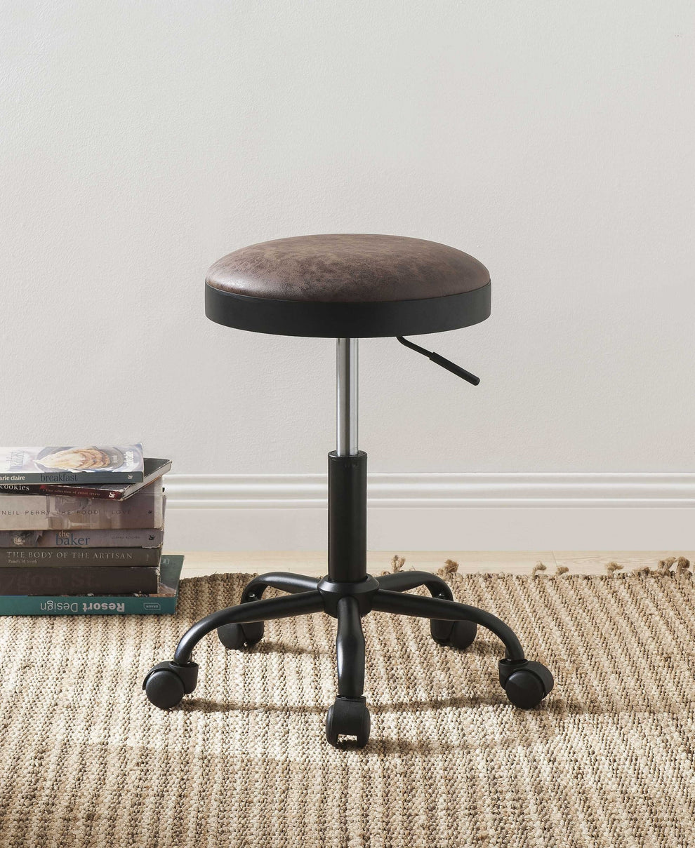 Vintage Caramel Upholstered Adjustable Set Of 2 Stools By Homeroots | Stools | Modishstore - 5