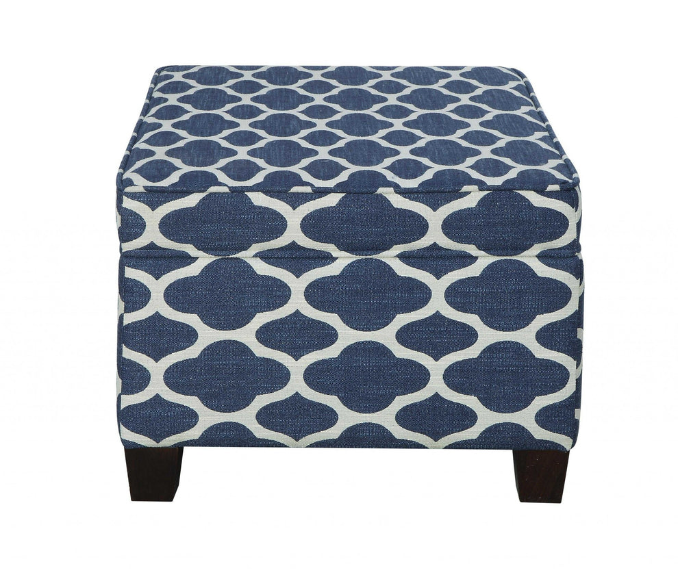 Fabric Pattern Upholstery Wood Leg Bench wStorage By Homeroots | Benches | Modishstore - 3