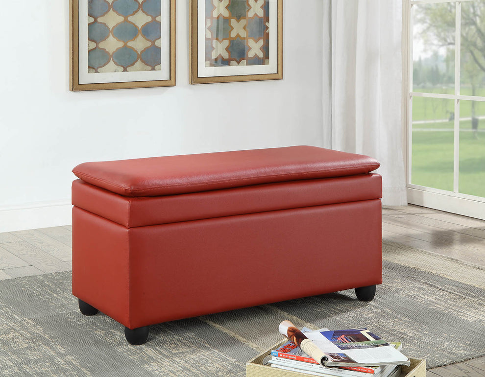 Wine PU Upholstery Bench wStorage By Homeroots | Benches | Modishstore - 2
